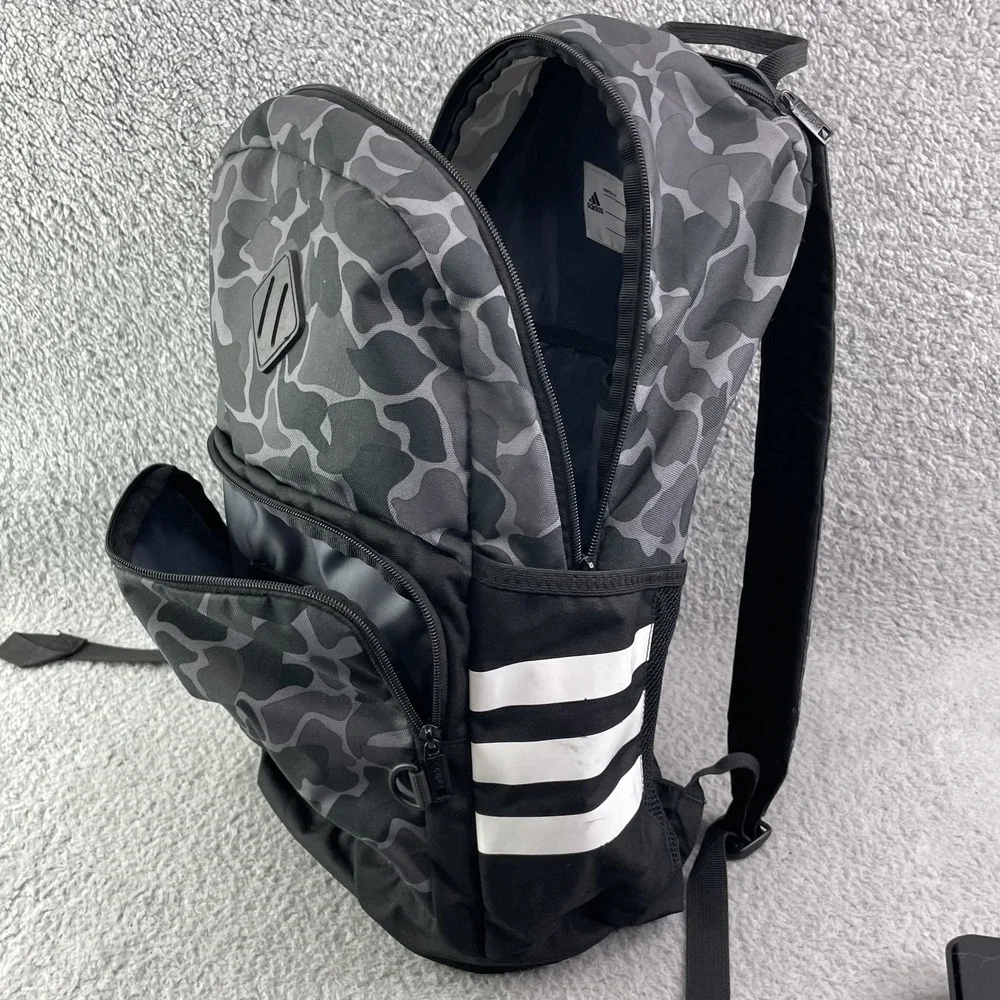 Adidas Backpack Camo Pockets Large Gray Academia Hiking Camping Travel Streetwea